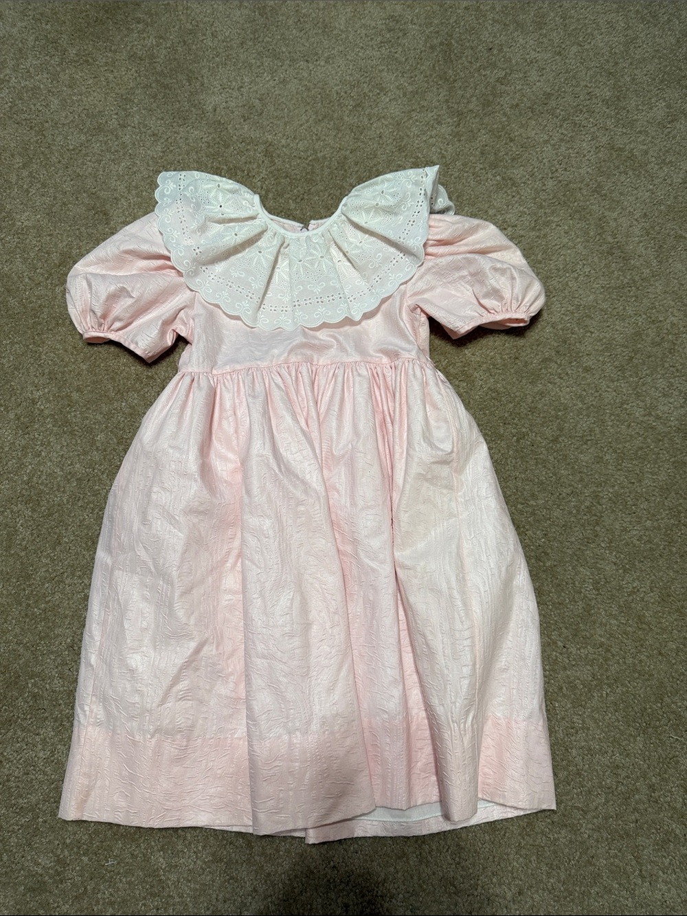 Pink Eyelet Collar Girls' Dress